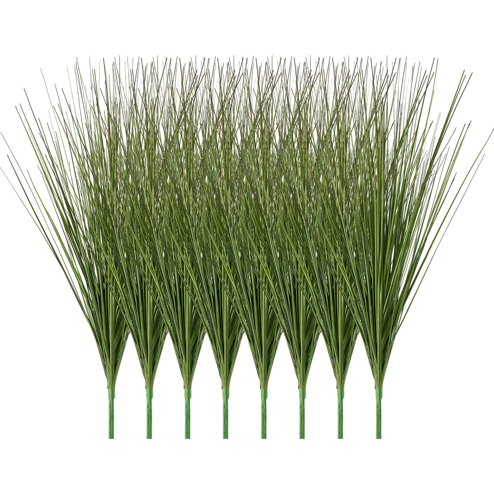 SucceBuy Artificial Grass Plant 27in Faux Onion Grass Fake Greenery Shrubs Plant Premium PVC for House Garden Office 8 Pcs Green