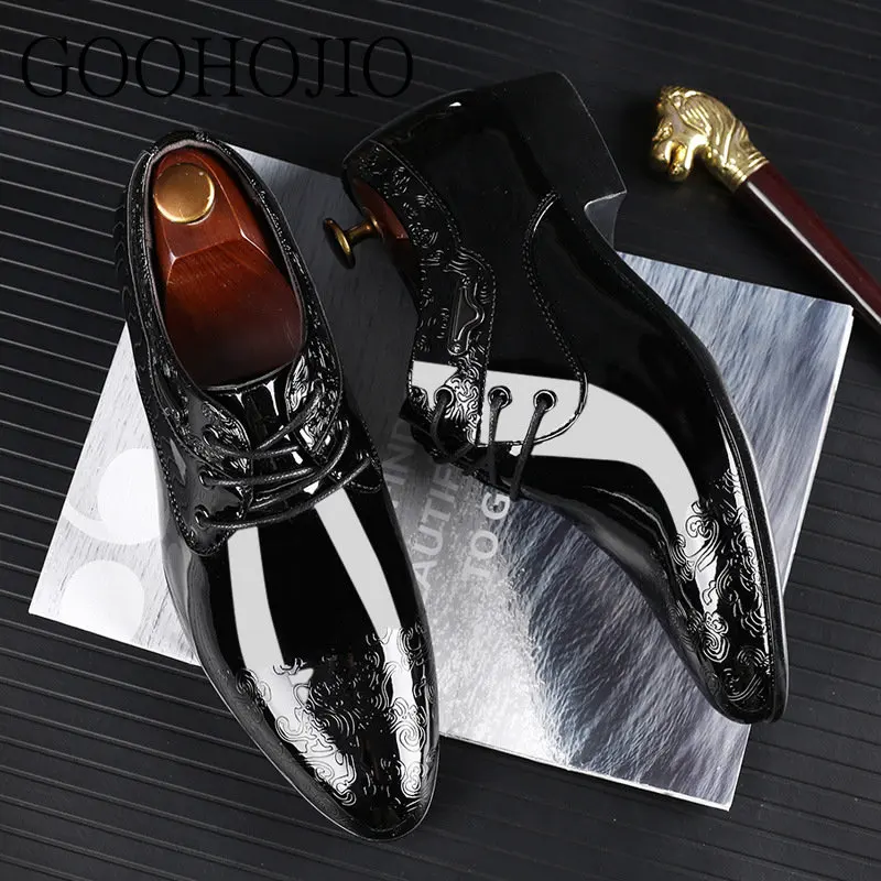 Men Dress Shoes Men Formal Shoes PU Patent Leather Pointed Toe Fashion Groom Wedding Shoes Men Oxford Shoes Dress Size 38-48