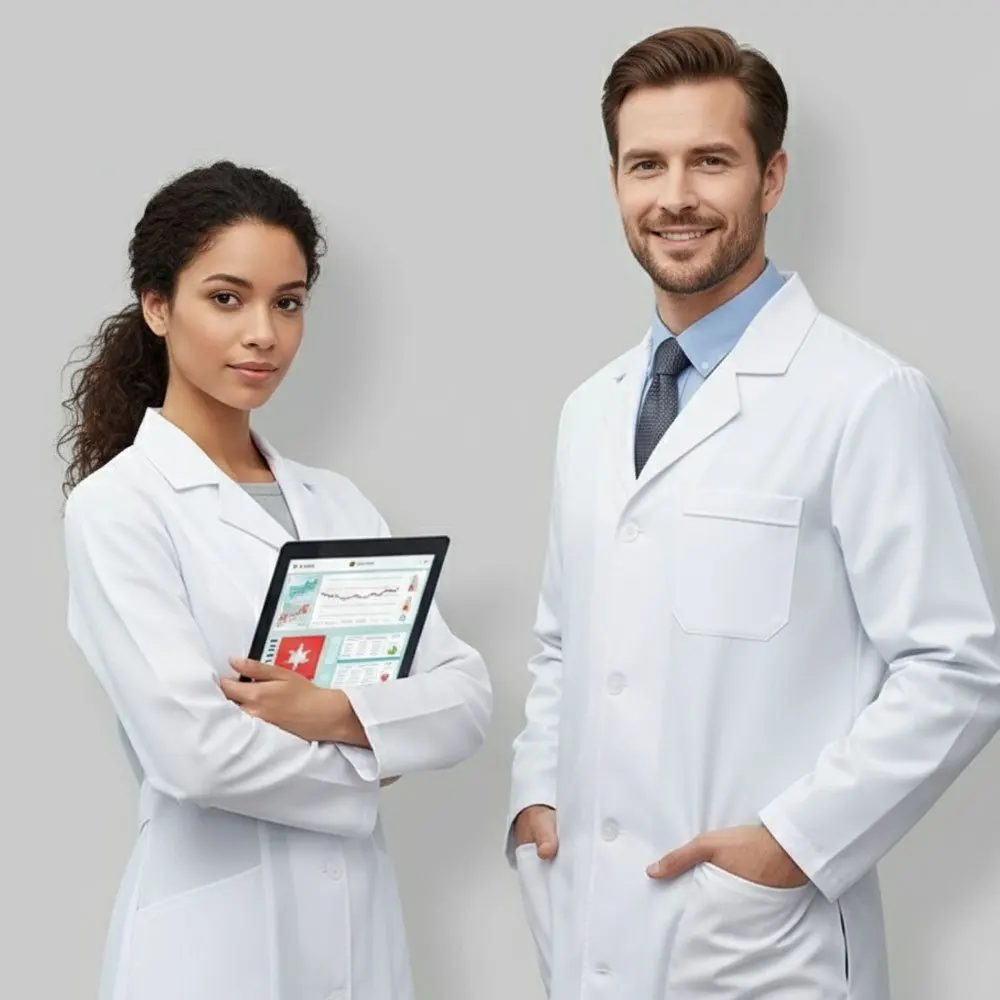 

Unisex Lab Coat with Long Sleeve, Doctor Uniform for Hospital College Laboratory