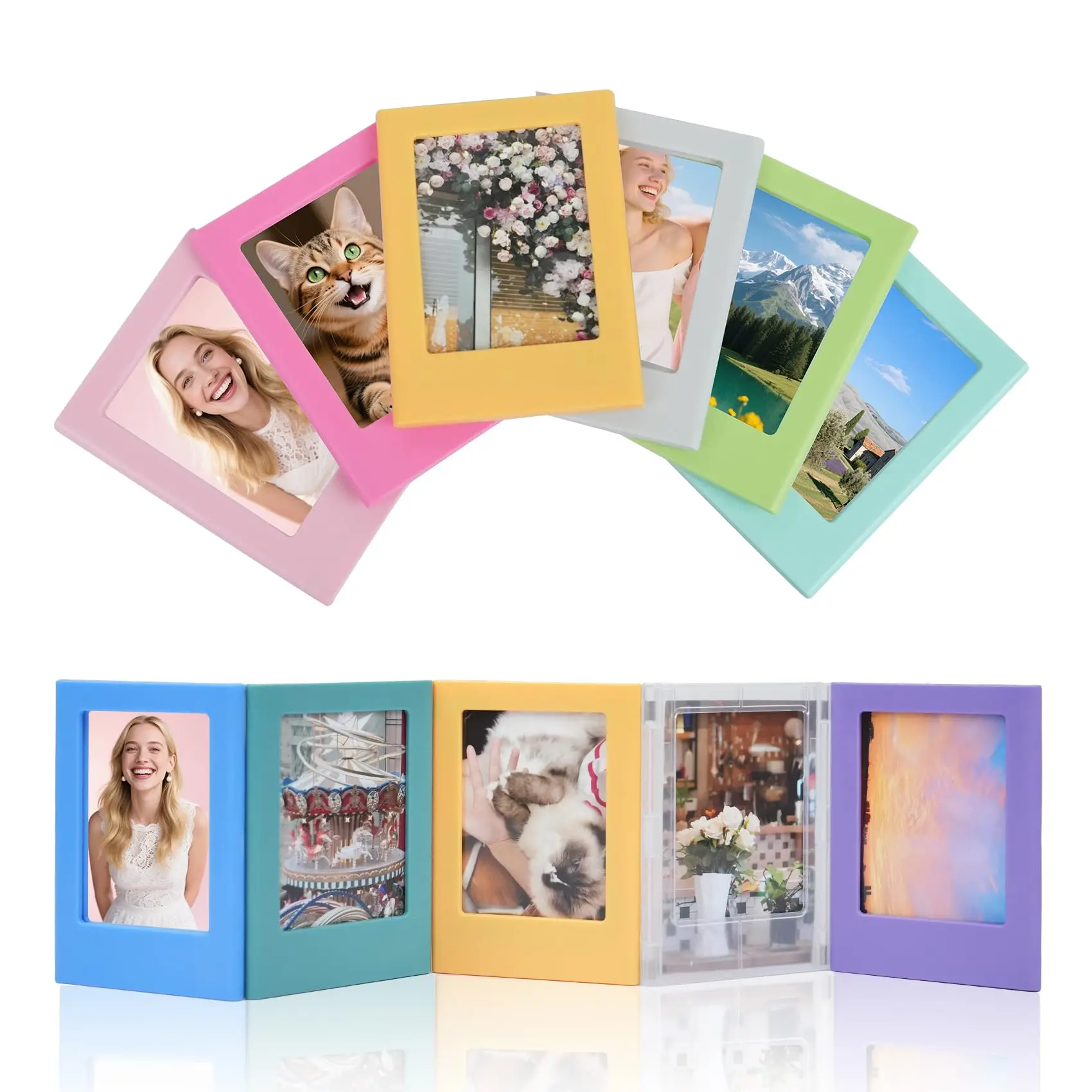 Magnetic Picture Frames for Refrigerator, 10 Reusable Frames