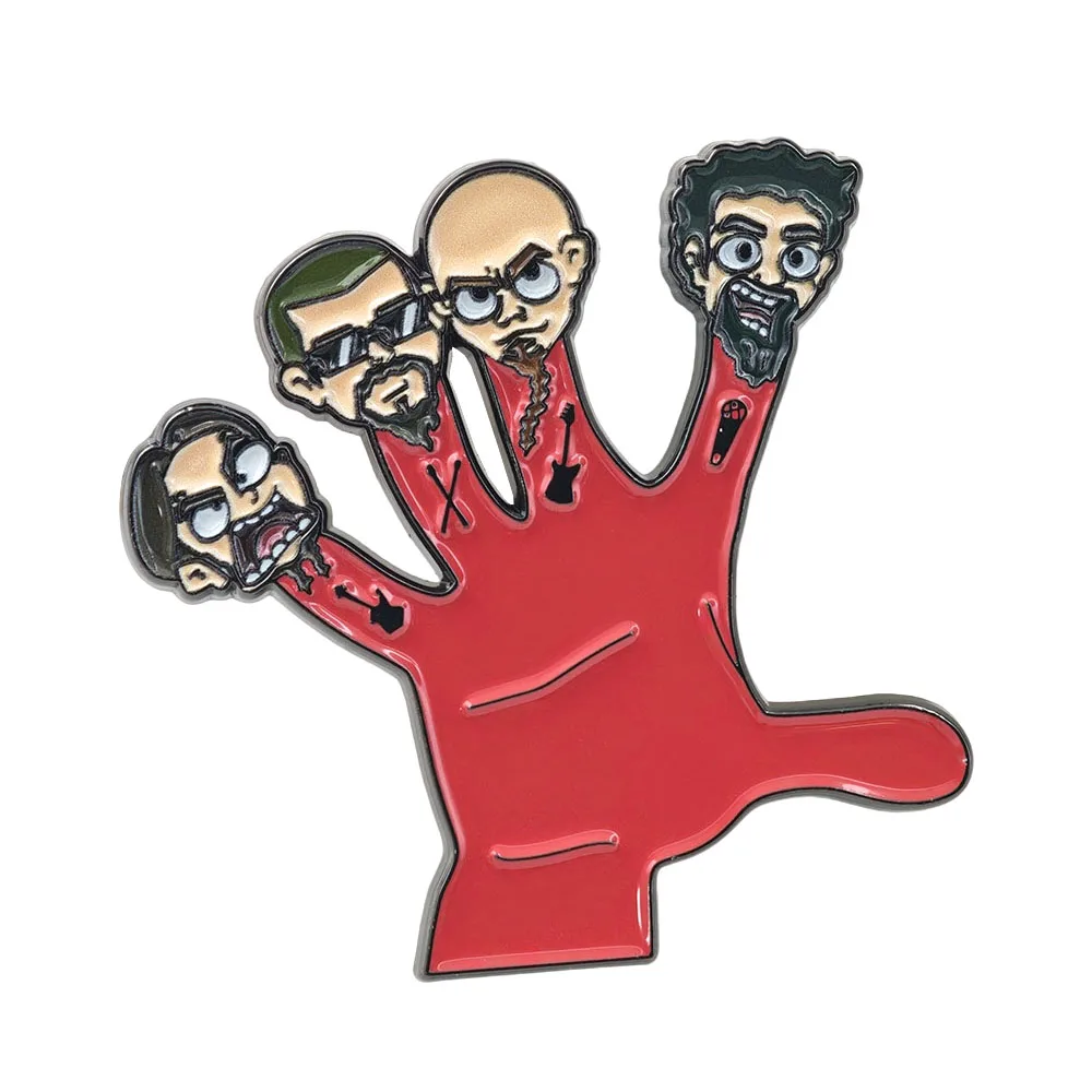 S-System of A D-Down SOAD Metall-Emaille-Anstecknadel Rockband-Logo Brosche Lustiges Rotes Hand-Maskottchen Abzeichen Reversnadeln Musik-Fan-Geschenk Schmuck – Detail 1