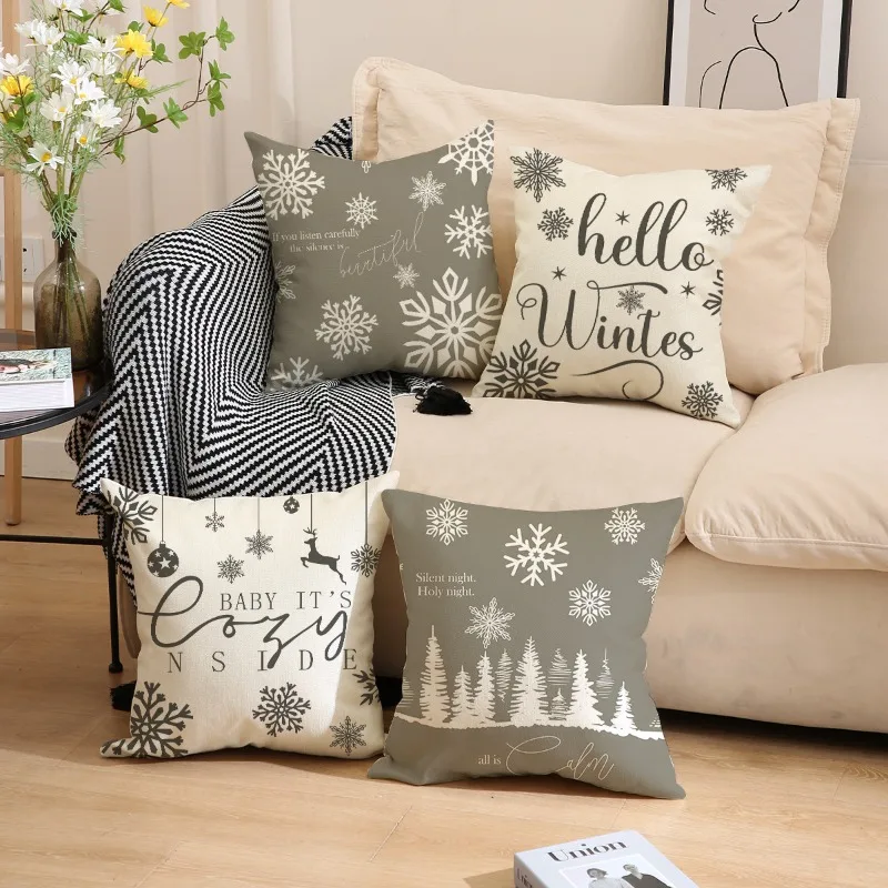 

Christmas Pillow Covers 45x45cm Set of 4 for Xmas Ornament,Xmas Tree Pillow Cases Winter Holiday Throw Pillows Farmhouse Decor
