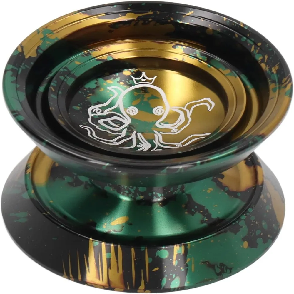 Aluminum Alloy Metal Yoyo Glove Included Finger Spin Unresponsive Yoyo 3 Strings Included Octopus Pattern Aluminum Yoyo For Kids
