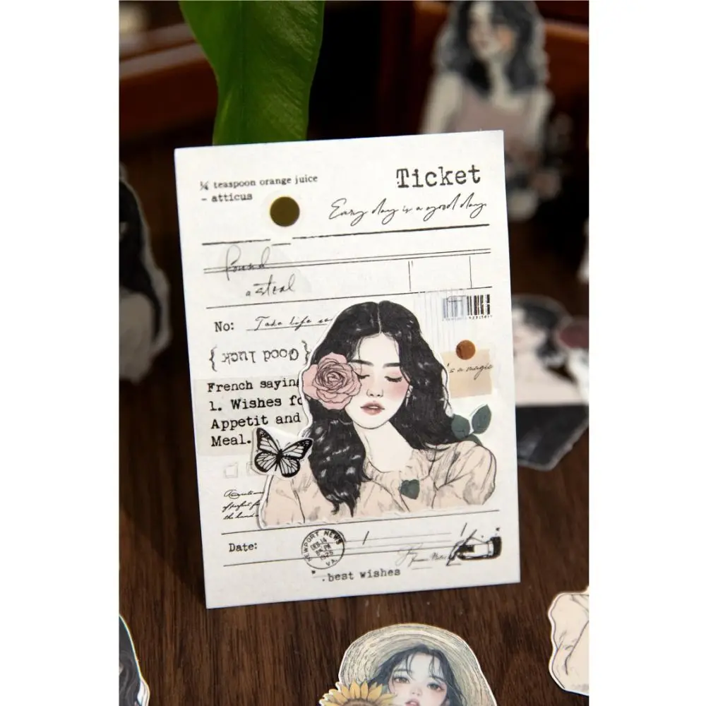 

100 pcs New Handmade Material Stickers Retro DIY Hand Account Paper Character Theme Scrapbook