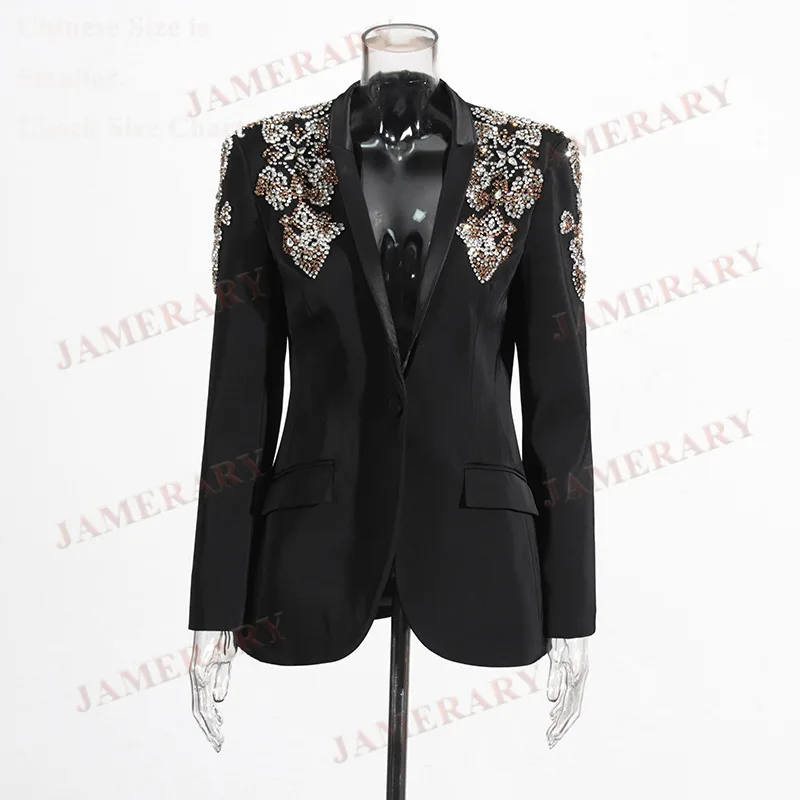 Blazer formali di lusso leggero da donna con diamanti in cristallo primavera autunno cappotti giacca da ufficio blazer da donna