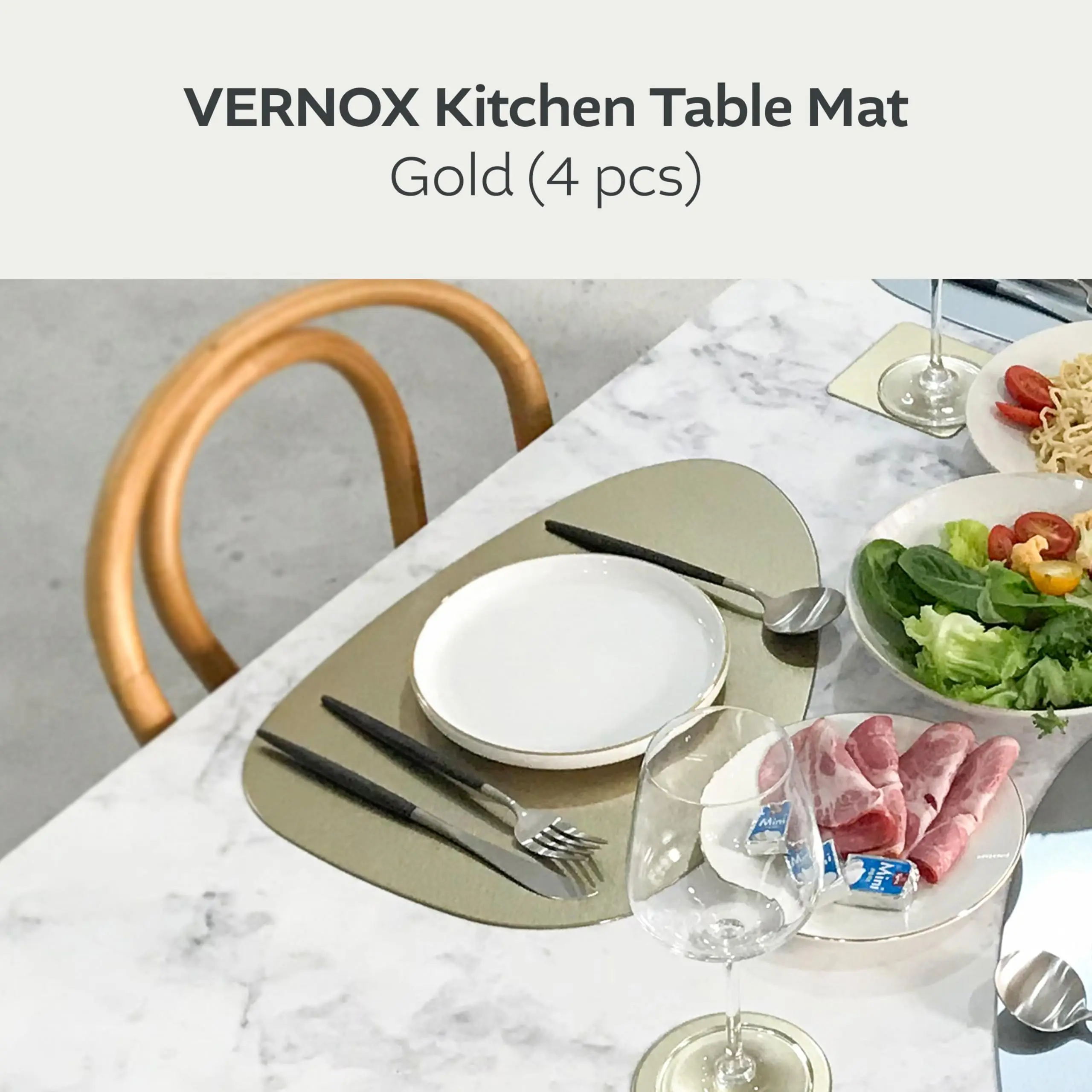 VERNOX Kitchen Table Mat (Large - 4 pcs) (Gold)