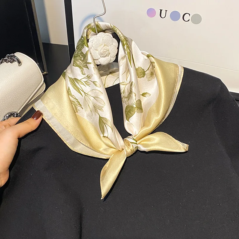 

100% Natural Real Silk Scarf Women Luxury High Quality Square Fashion Print Neckerchief Lady Shawl Wraps Hijab Bandana Scarves