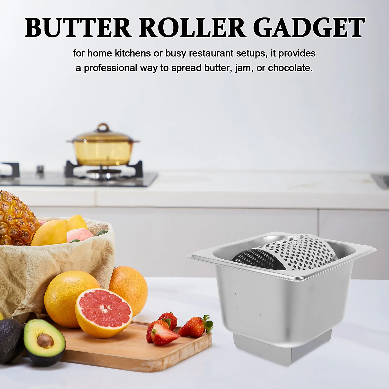 Stainless Steel Butter Wheel Roller Tool for Buns Toasts Burgers Corn Griddle Pastry Jam Cheese Spreading 7.07x6.48x4.91 Inch