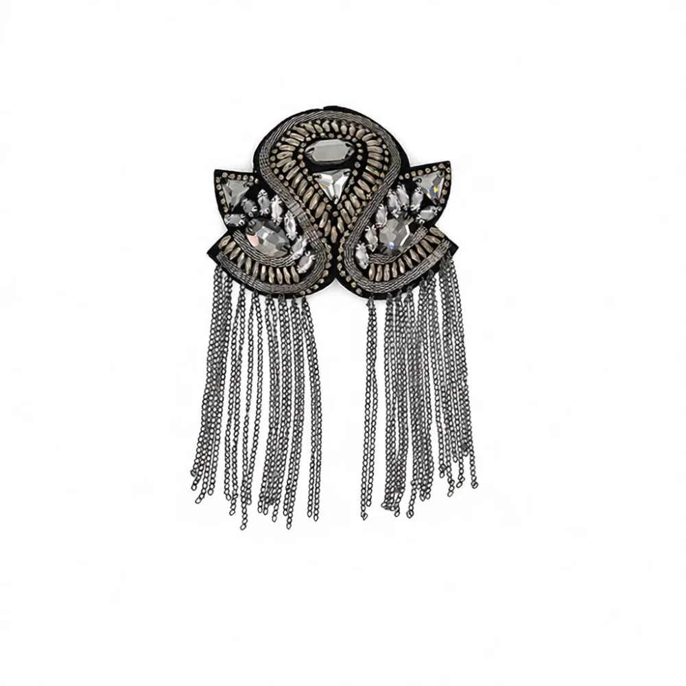 Premium Beaded Rhinestone Tassel Shoulder Board Elegant Suit Accessory Decorative Brooch For Fashion Apparel Decorative Craft