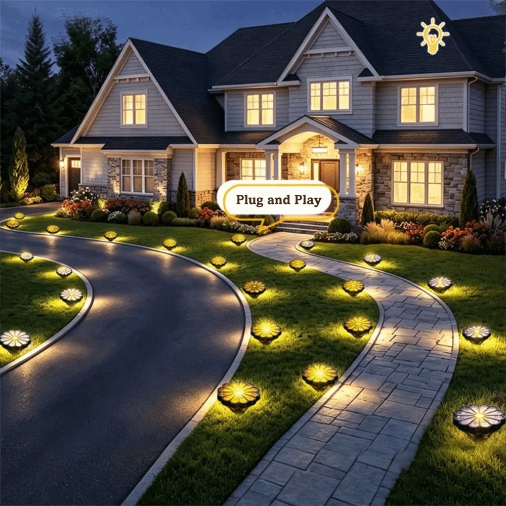 Waterproof Solar Daisy Flower Stake Lights Petal Shape Ground Insert Solar Flower Lights LED Simulation Daisy Solar Lawn Lights