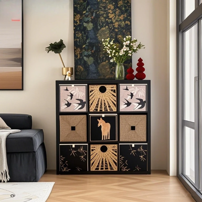 

Kalek plaid cabinet black living room against the wall household TV cabinet floor-to-ceiling bookcase storage