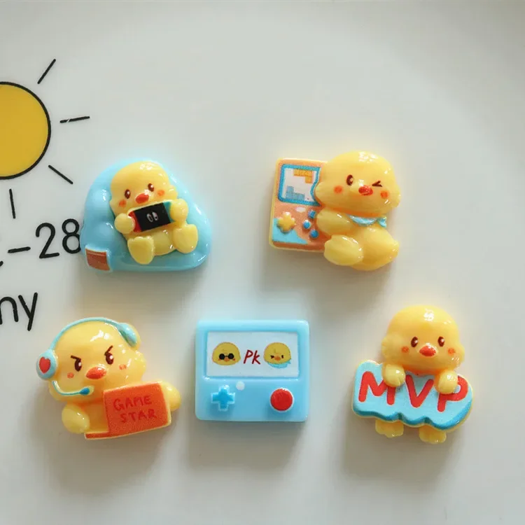 5pcs cute miniso series chick cartoon resin flatback cabochons diy crafts materials jewelry making charms