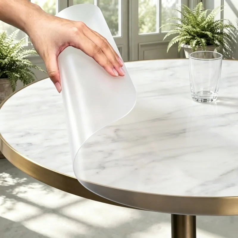 130cm Clear Frosted Table Mat 0.7mm PVC Protector Desk Pad Transparent Tablecloth Cover Anti-slip Waterproof Kitchen Dining Mat