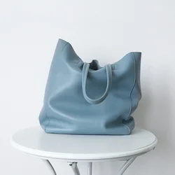 ALA Rising-Bolso grande de cuero genuino suave para mujer, bolso de mano informal, estilo Simple, alta calidad, gran capacidad, L2431