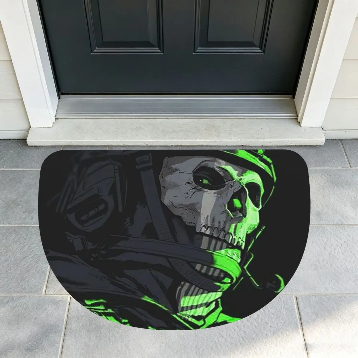 Simon Ghost Riley Soft Flannel Half Round Doormat Non Slip Bathroom Mat Absorbent Floor Carpet for Garage