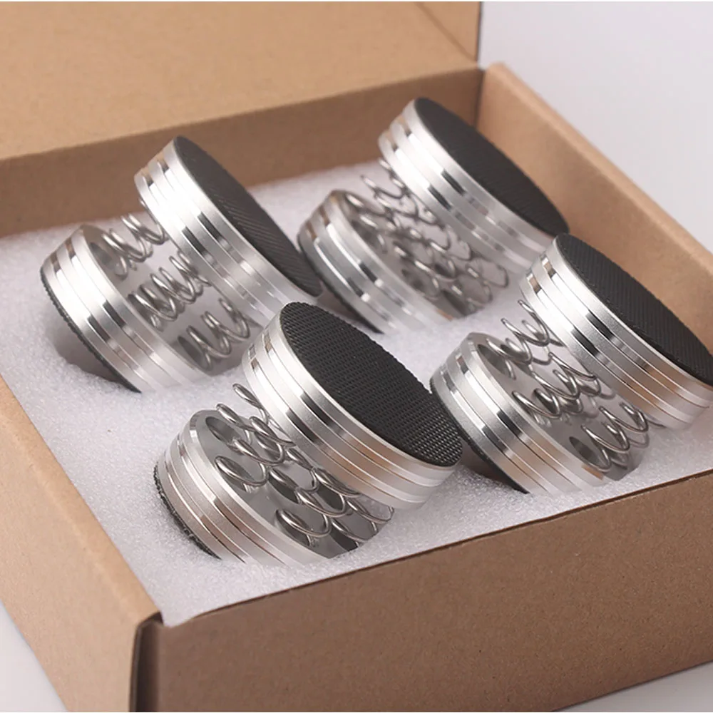 4 Pack Aluminum Alloy Shock Absorption Spike Spring Damping Pads for Audio CD HiFi Amplifier Speaker Turntable Player