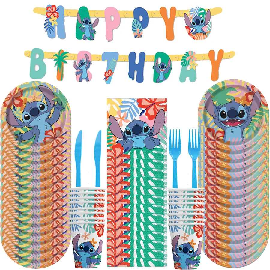 Lilo Stitch decoraciones para fiesta de cumpleaños vajilla desechable taza plato Moana recuerdo de fiesta regalos pegatinas Baby Shower Navidad
