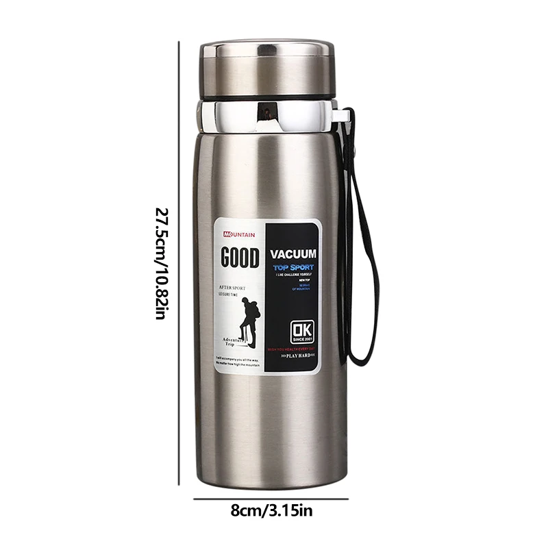 Large Capacity Outdoor Thermos Cup Stainless Steel 24 Hours Heat Preservation Cold Preservation 1000ml Water Bottle