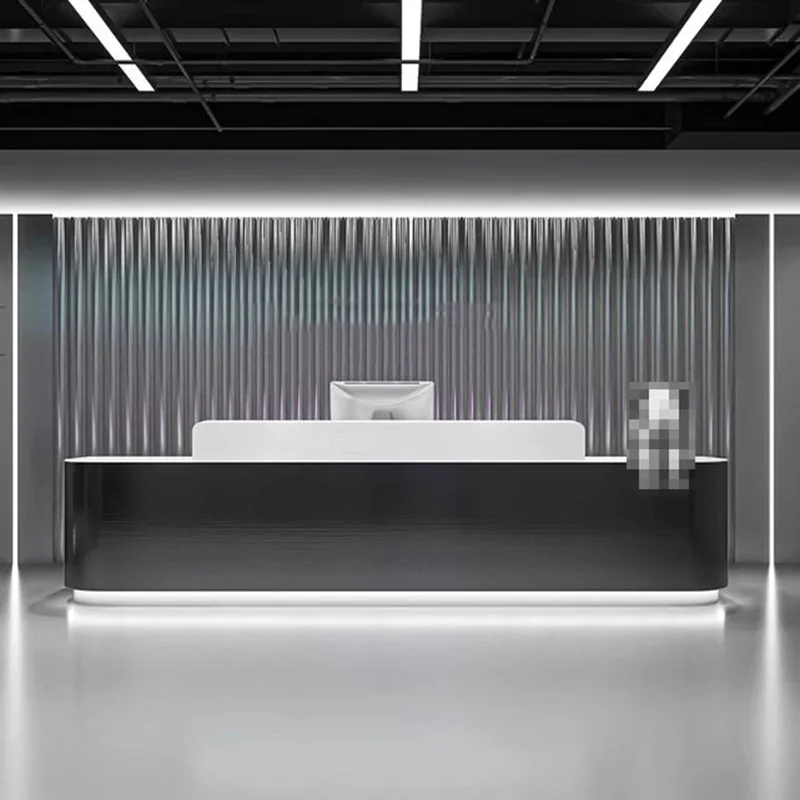 مكاتب استقبال بار المتجر، تصميم جمالي حديث فريد من نوعه، مكاتب استقبال طويلة، أفضل أثاث صناعي عصري #5
