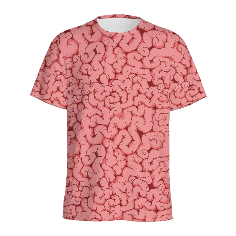 

Halloween Zombie Brain Pattern T Shirt For Men 3D Printed Brains Graphic T-shirt Streetwear Short Sleeve Summer Oversized Tee