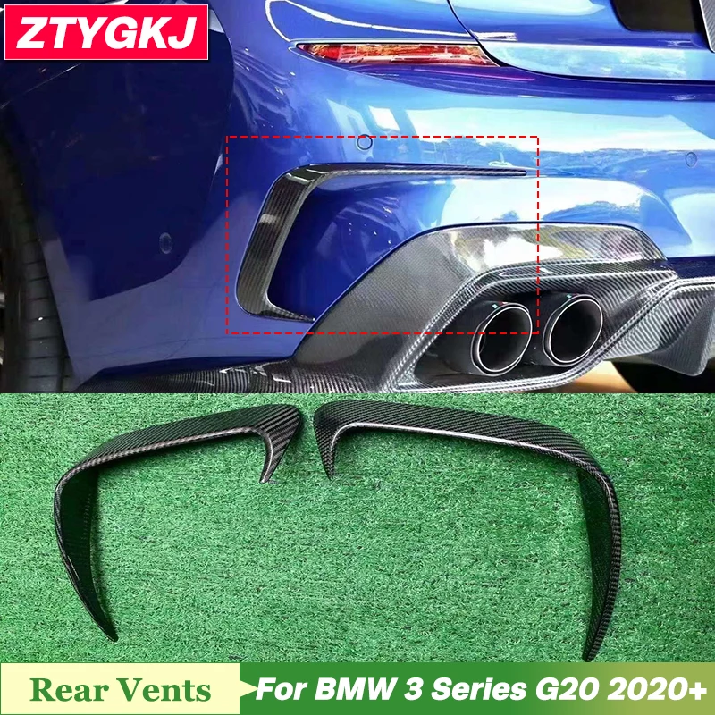 2 PCS Carbon Fiber Material Rear Bumper Aprons Guard For BMW 3 Series G20 Tuning 2020 Up