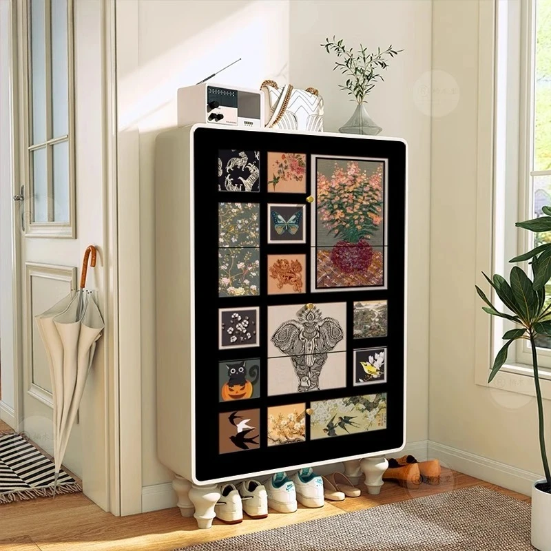 

shoe cabinet ultra-thin tipping bucket entrance cabinet household solid wood multi-layer shoe cabinet corridor decorative