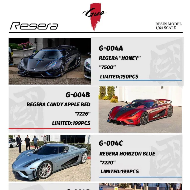 

GUO 1:64 Regera simulation static resin car model, boys' festival gift toy, adult collection ornament.