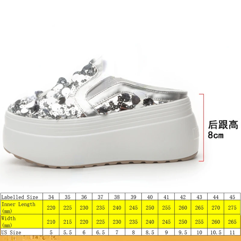 Fujin 8cm Genuinw Leather Synthetic Slip on Platform Wedge Slippers Sandal Bling Women ROME Pump Summer High Heels Fashion Shoes