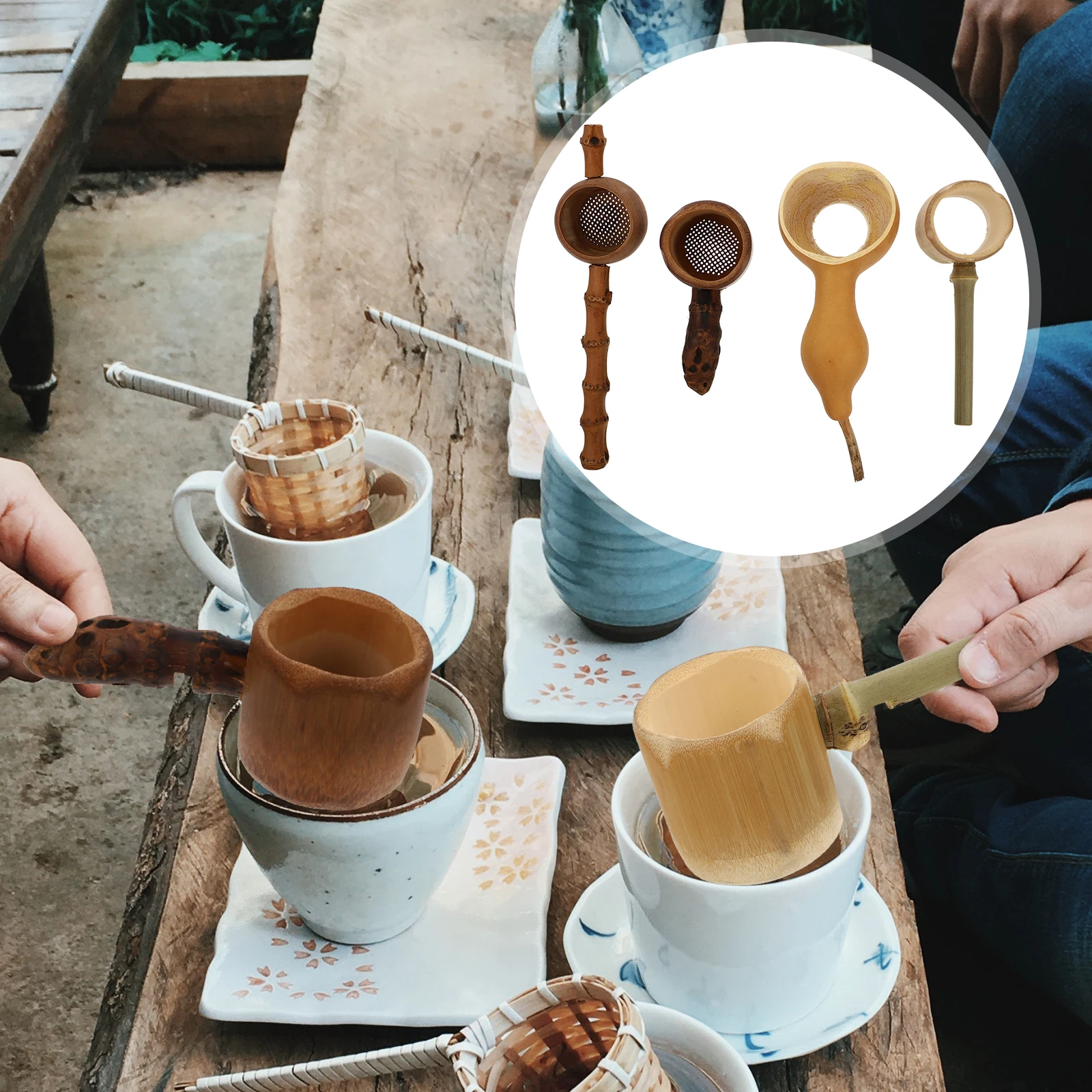 

4 Pcs Tea Filter Accessories Loose Leaf Infuser Strainer China Ladle Bamboo Fine Mesh Coffee Steeper Water Bailer Dipper Gourd