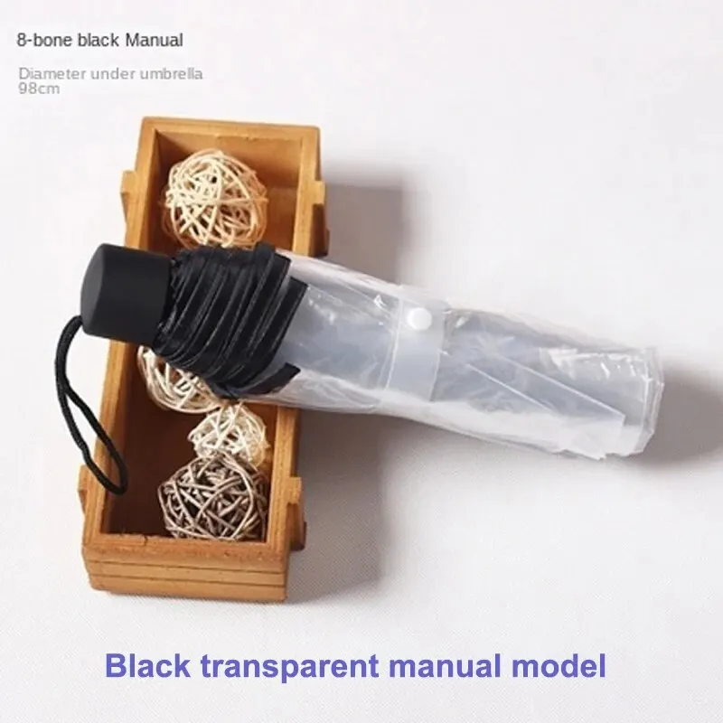 New Net Red Thickened Fashion Transparent Men and Women Universal Manual Portable Folding Umbrella Home Essential Umbrella