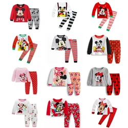 Disney Spring Autumn Children's Clothing Sets Minnie Girl Boy Sleepwear Kid Pajamas Set Baby Girls Cotton Mickey Cartoon Pyjamas