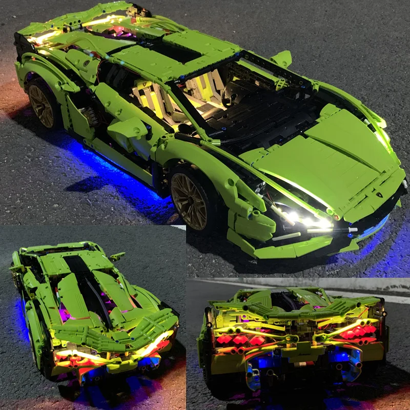 Refitted Engine RC LED Light Set Remote Control Motor Accessories Compatible LEGO 42115 Lamborghinii Sian FKP37 Building Blocks