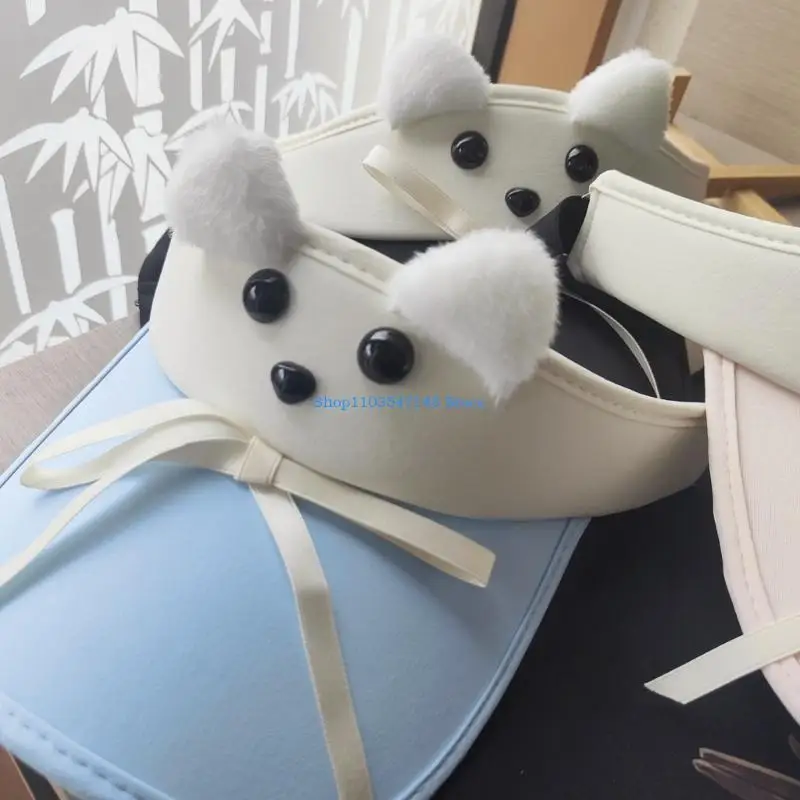 P88B หมวกปีกกว้างระบายอากาศได้กว้างสำหรับกีฬา Balletcore Bows Photo Props