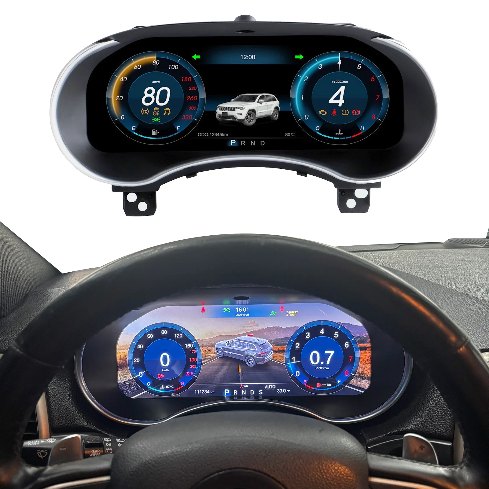 

12.3’’ Digital Dashboard for Jeep Grand Cherokee 2014-2018 instrument cluster speedometer gauge, Carplay Android Auto, LCD
