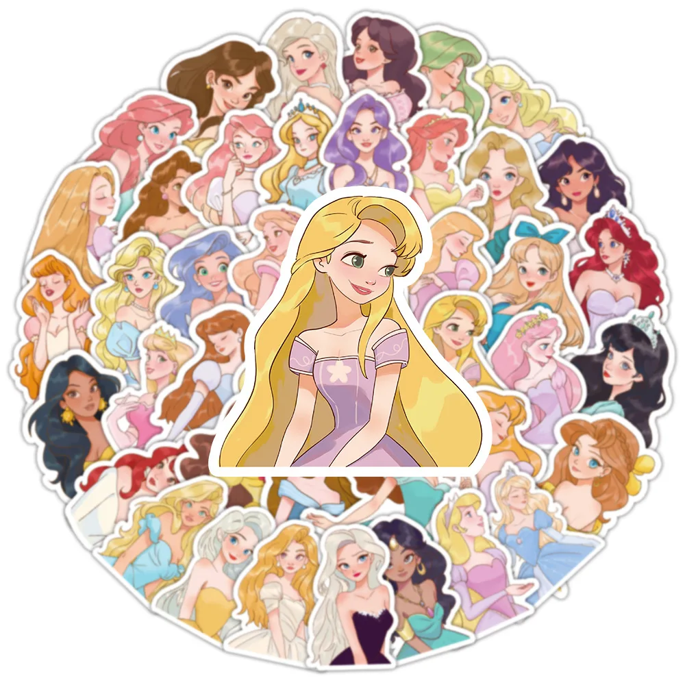 สติกเกอร์การ์ตูนเจ้าหญิง 53 ชิ้น อุปกรณ์ตกแต่งอนิเมะ สำหรับตกแต่งสมุดโน้ตและสมุดบันทึก วัสดุทำมือ กันน้ำ ของขวัญ