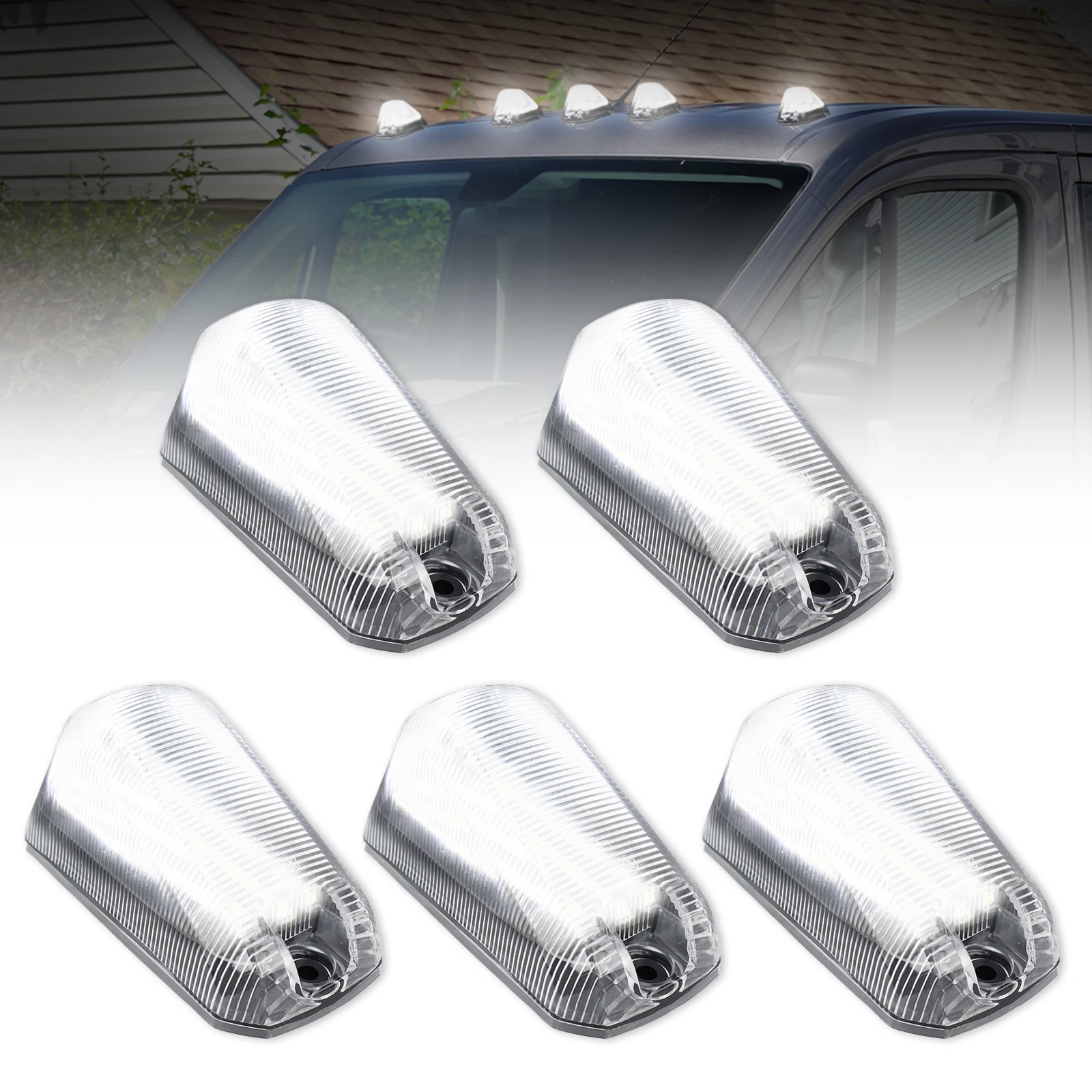 5pcs For Dodge Ram ProMaster 1500 2500 3500 (facelift) 2014–2024 12V LED Cab Roof Marker Light Assembly Signal Lamp Head Light
