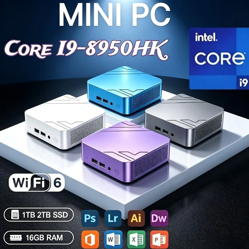 2026 Mini PC Intel Core I9-8950HK, 16GB RAM 2TB SSD Compact Desktop For Daily Study, Office Smooth Light Gaming