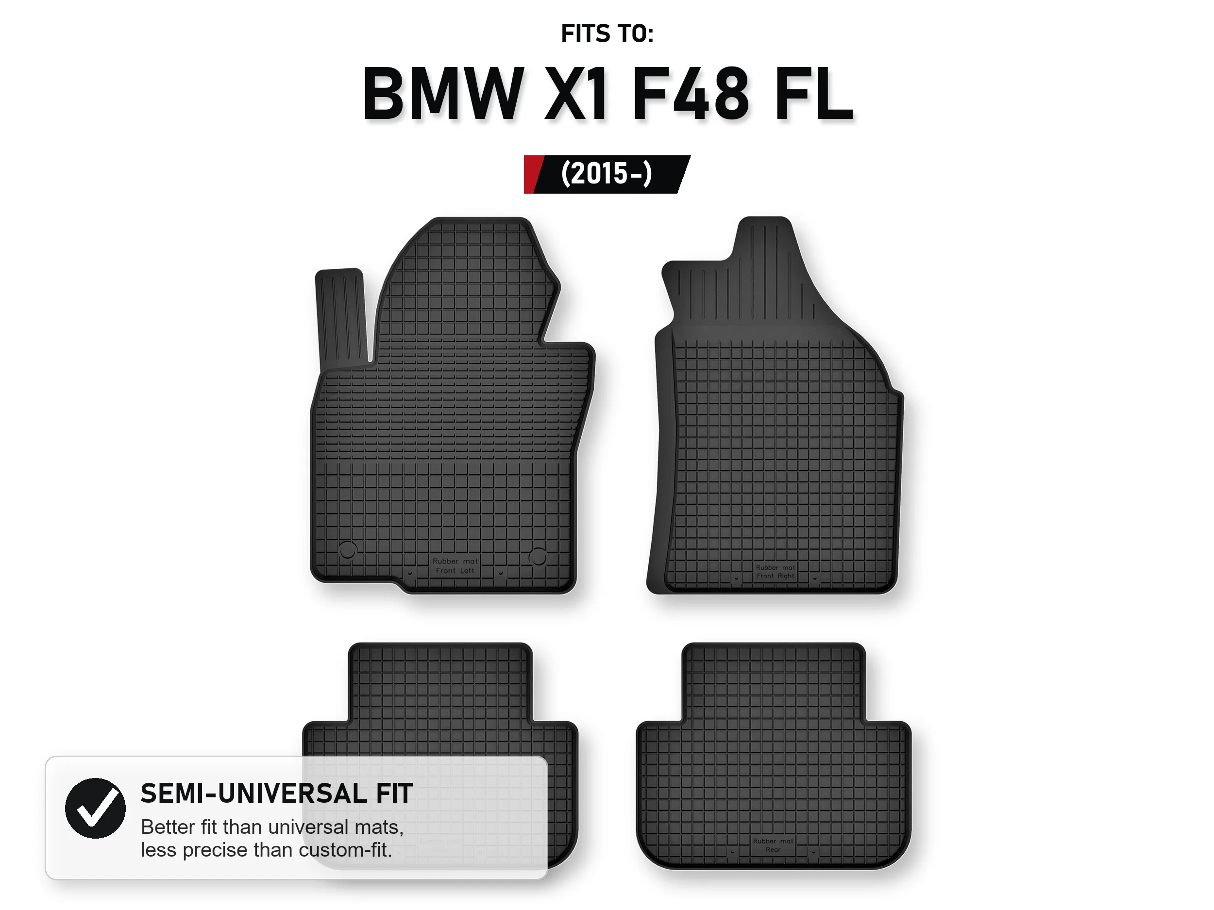 Rubberen matten, dienbladtype voor: Bmw X1 F48 Fl 2015- SUV 4 stuks