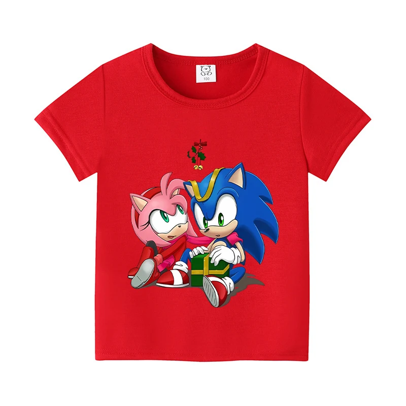 سونيس الأطفال تي شيرت فضفاض مريح امتصاص العرق تنفس أعلى لطيف الكرتون أنيمي نمط قصيرة الأكمام هدية عيد الميلاد #3