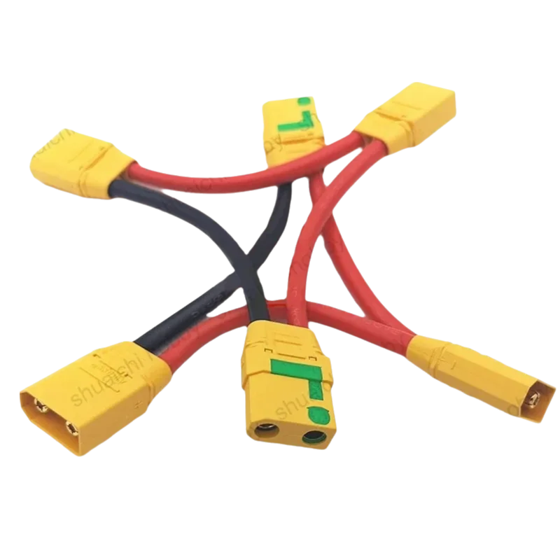 1PCS XT90-S Adapter Cable One Female to Two Male Connector Series Connection 10AWG Silicone Wire Anti Ignition Plug for RC Model