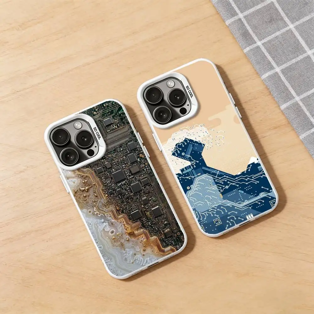 

Neon Tech Circuit Board Phone Case for iPhone 17 16 Pro Plus 15 14 13 Max Mini 12 11 X XS Air Fashion Bumper