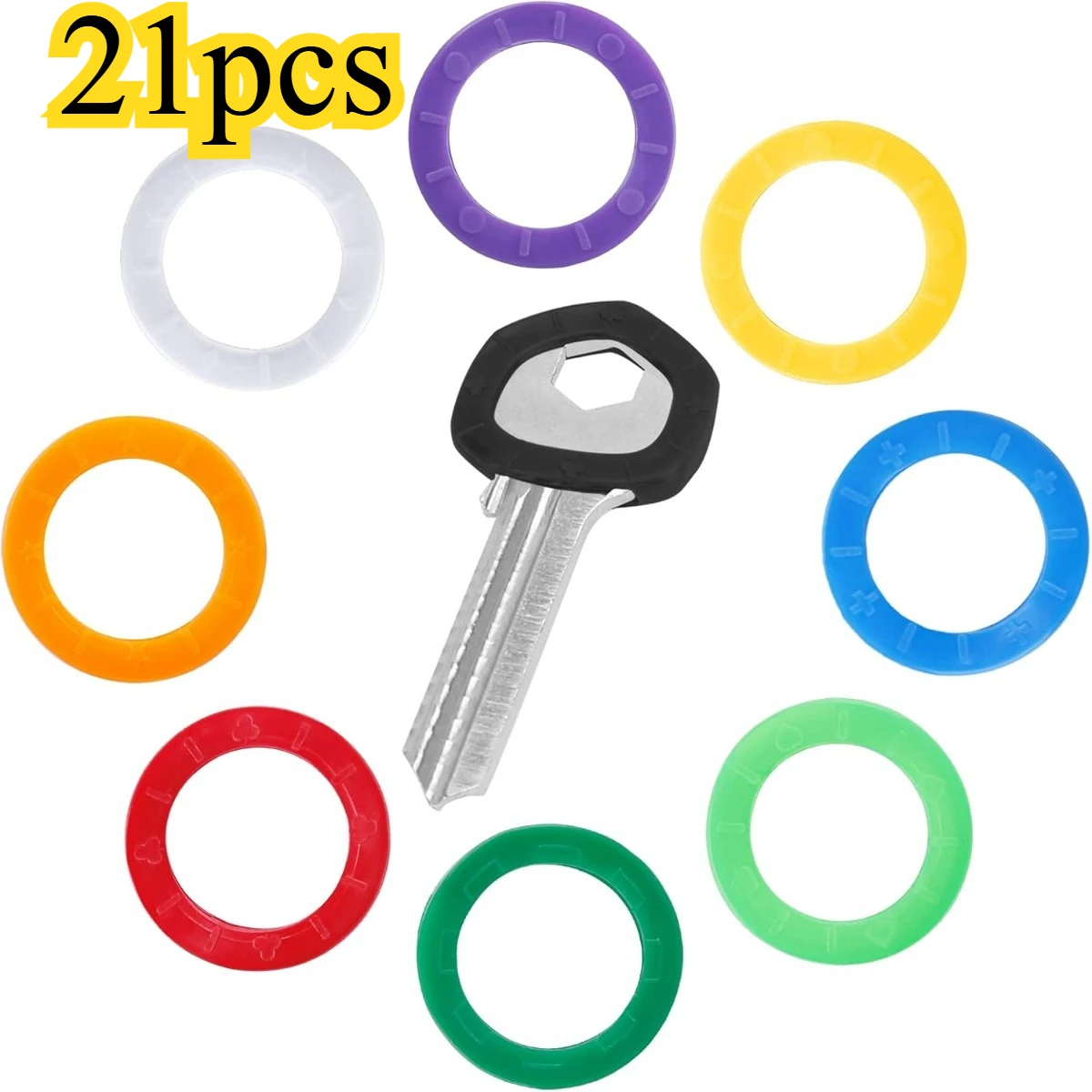 21pcs Round Key Caps Covers Set-  Plastic Identifier Label Tags for Standard Round Flat House and Larger Square Rhombus Keys