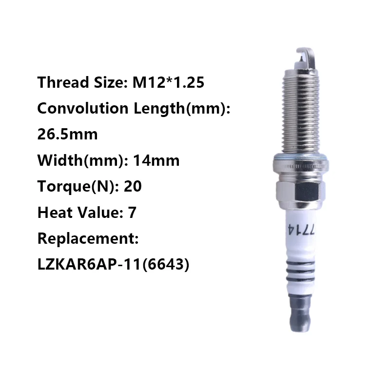 THREEON 1/4/6pcs VH7RTCI(7714) Iridium Spark Plugs For Nissan X-Trail Altima Toyota(W/O T) Replace LZKAR6AP-11(6643) M12*1.25