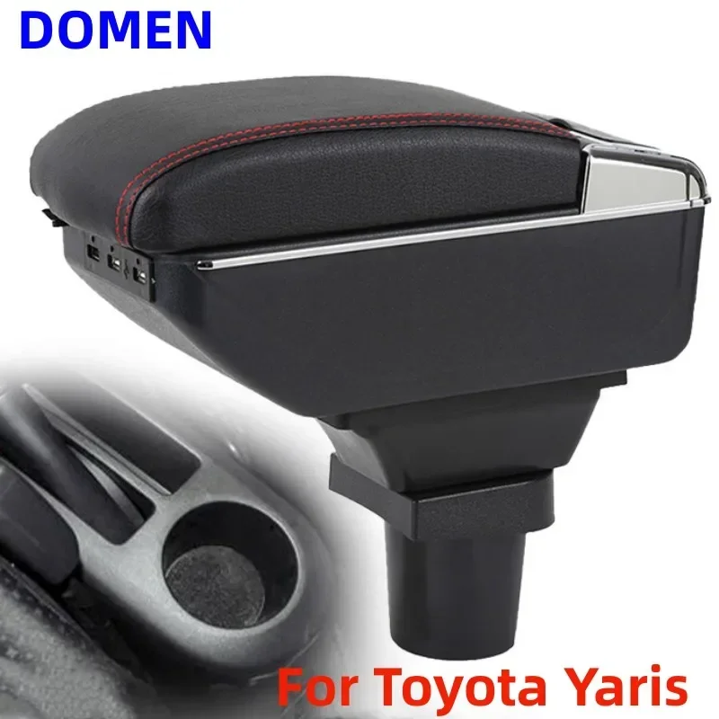 

For Toyota Yaris Armrest box Interior Parts Car Central Store Content With Large Space Dual Layer USB Charging