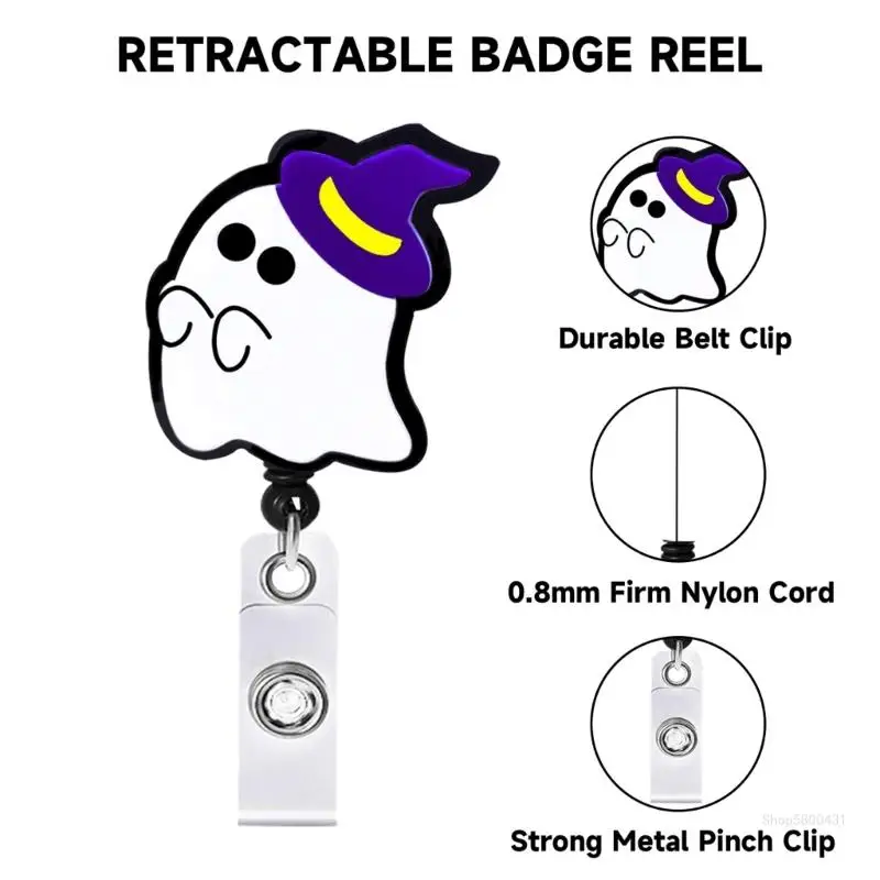 Halloween Badges Holder Retractable Badges Reel for Nurse Doctor Student Teacher