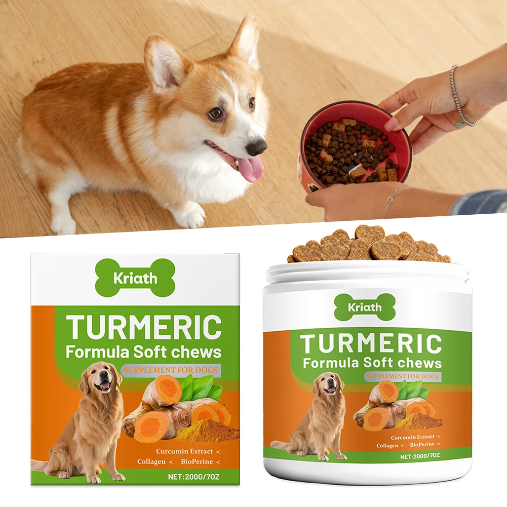 200g Organic-Turmeric Soft Chews For Dogs With Curcumins Joint Supplement With Collagen Eliminates Joint Pain Inflammation