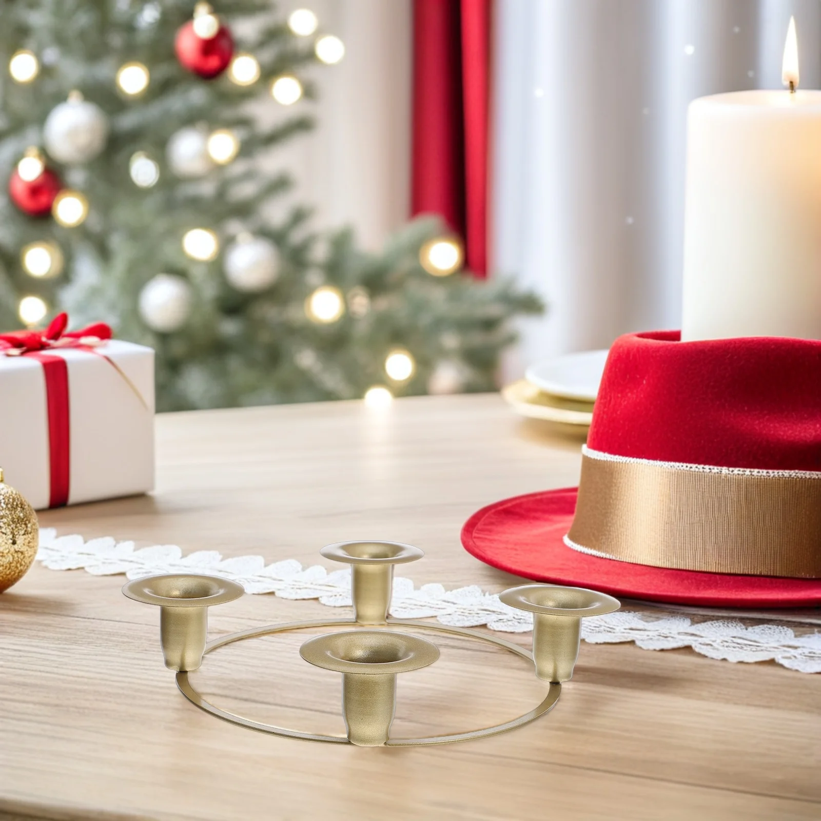 

Christmas Ring: Iron Taper Holder For Dining Table Centerpiece Advent Wreath Decoration Party Supplies Home