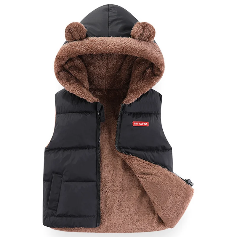 Autumn Winter Fashion Children Cotton Padded Jacket Hooded Vest Coat Kids Boys Girls Casual Thick Warm Outwear 1 2 3 4 5 6 Years