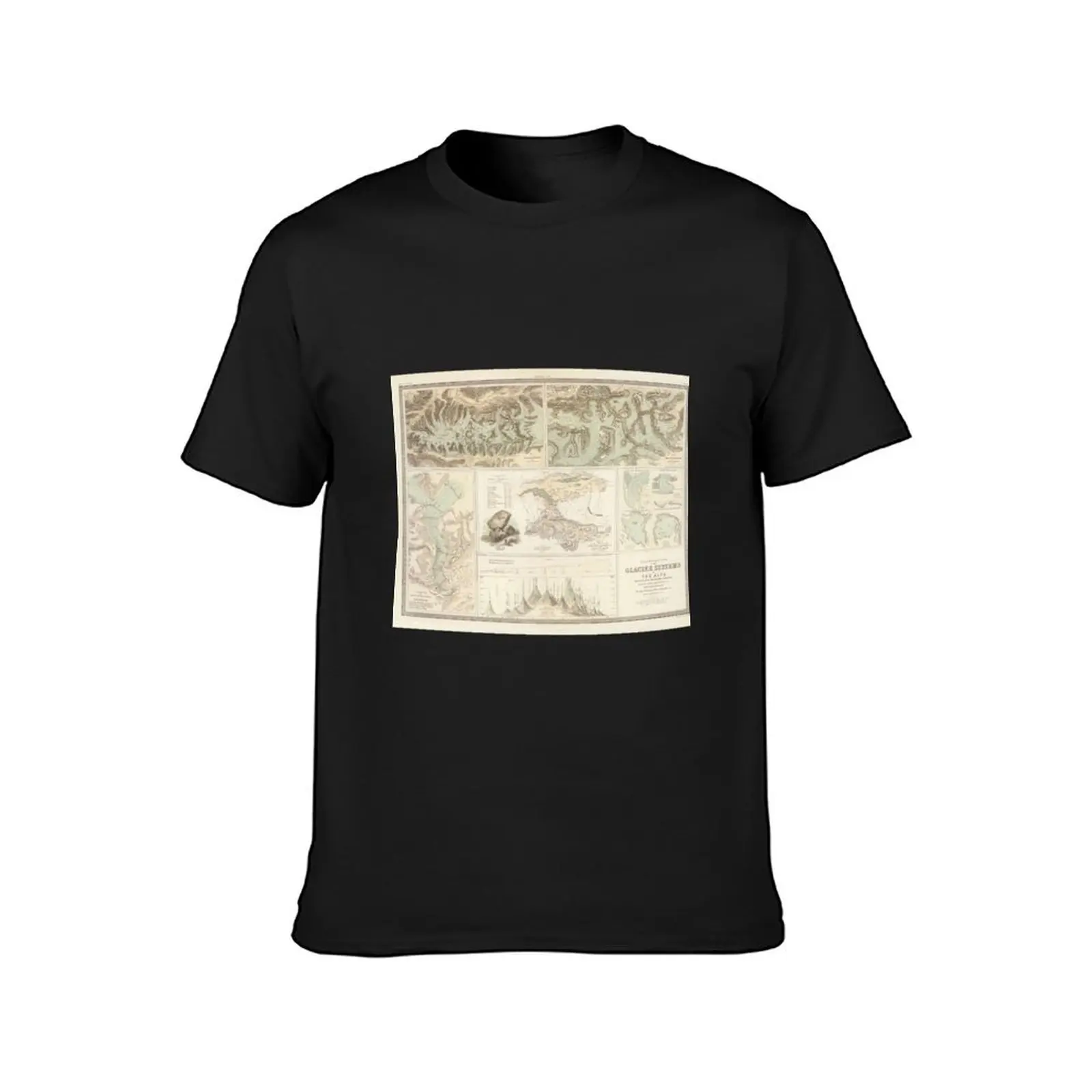 Vintage Alps Glacier Map (1854) Vintage European Geological Atlas T-Shirt graphics black t shirts for men