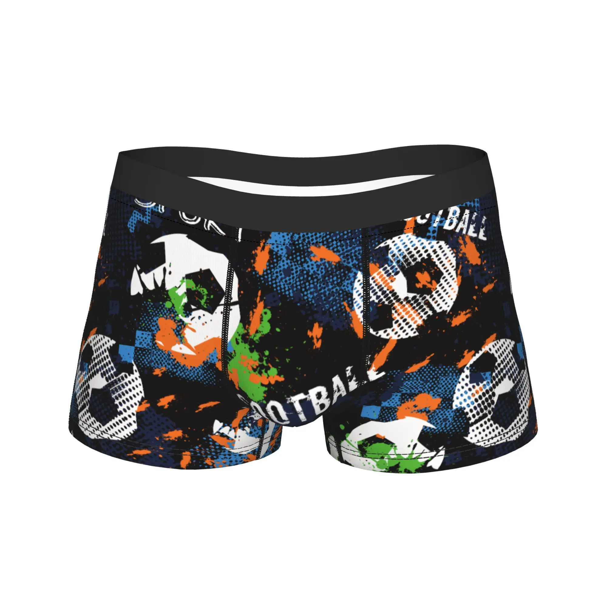 Men's Cartoon Soccer Ball Football Long Underwear  Humor Boxer Briefs Shorts Panties Male Breathable Underpants Plus Size